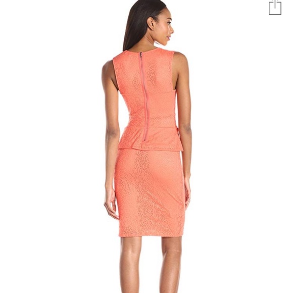 BCBGMaxazria Juliene peplum lace dress Ambrosia coral xs - Picture 3 of 8